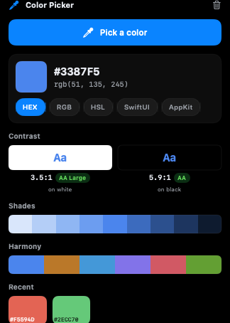 A color picker one hover away