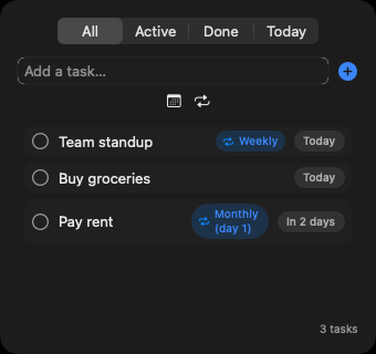 Reminders at a glance