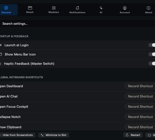 Deep settings, cleanly organized